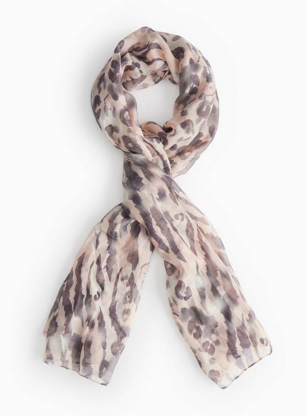 Pink Lightweight Leopard Print Scarf One Size